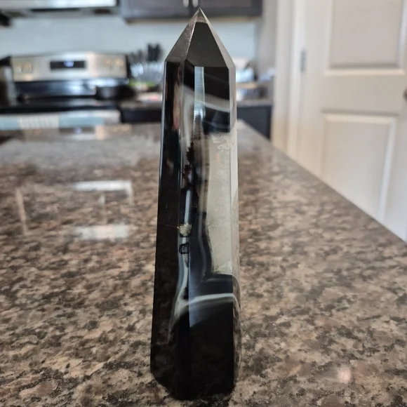 Natural Black Banded Sardonyx Crystal Obelisk Tower #2 New